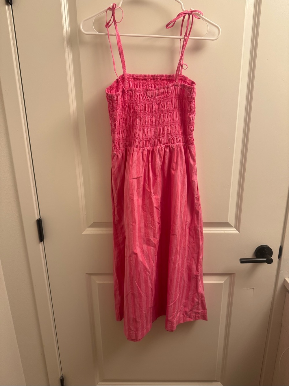 Pink Smocked Tie-Strap Sundress Small